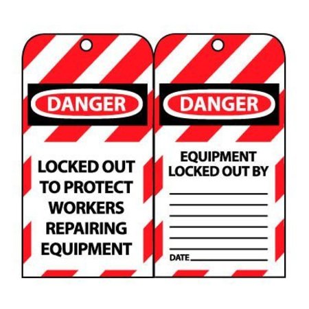 NATIONAL MARKER CO Lockout Tags - Locked Out To Protect Workers Repairing Equipment LOTAG22